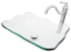 Clear Scalloped Tempered Glass Vessel Bathroom Sink with Faucet and Drain, Brushed Nickel