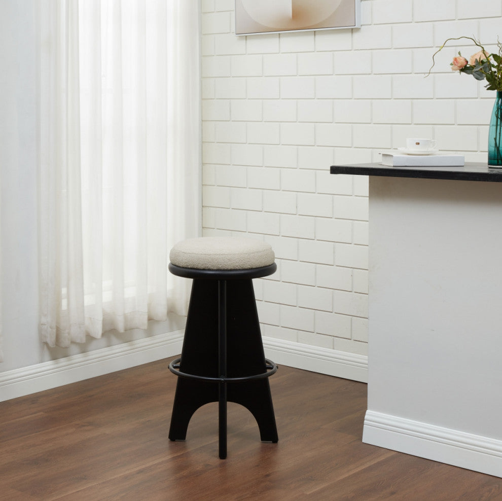 Safavieh Couture Bellarita Round Swivel Barstool, Ivory/Black