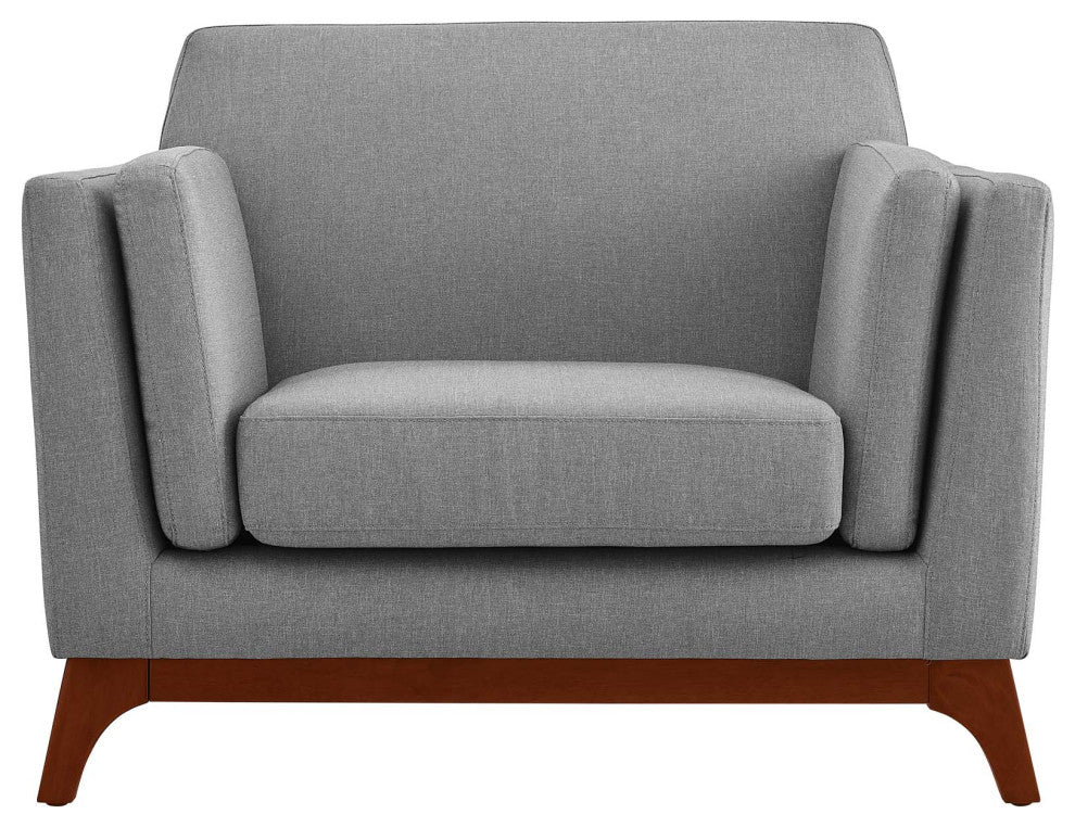 Chance Upholstered Fabric Armchair, Light Gray