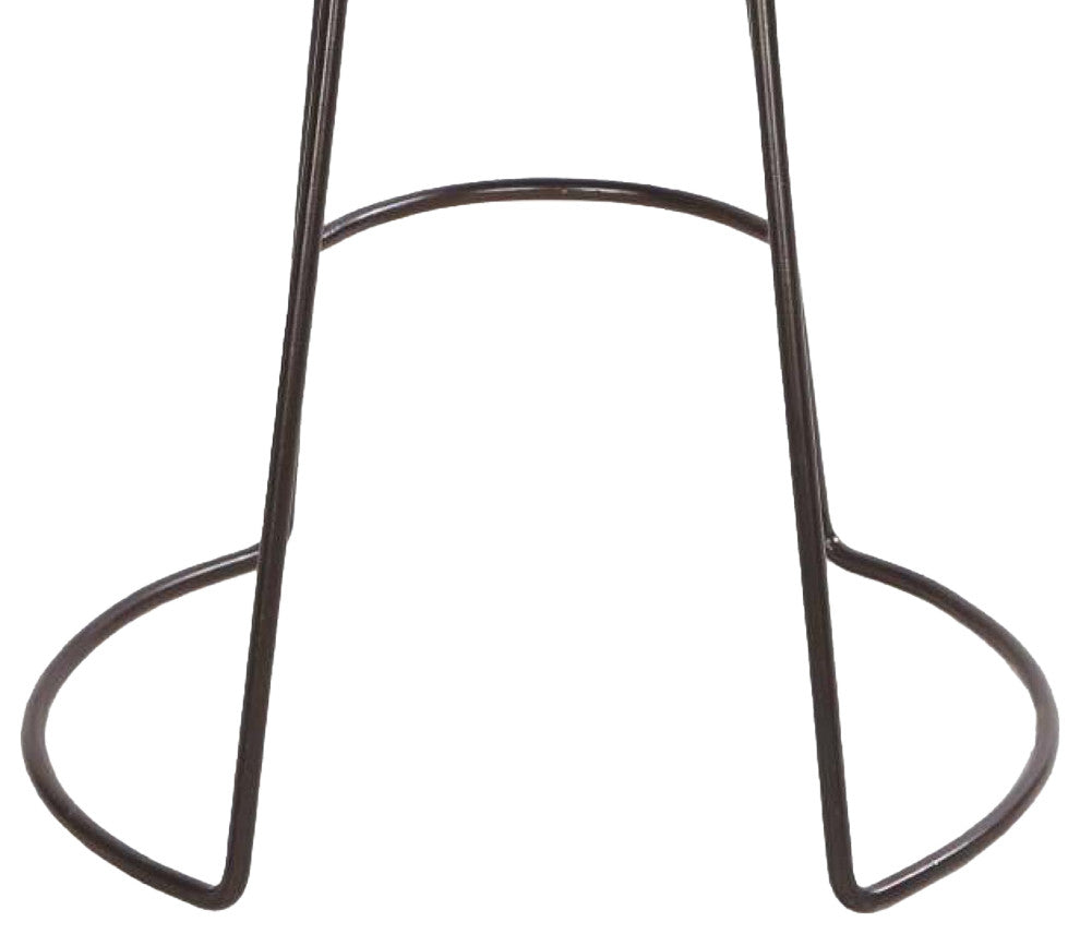 26" Counter Height Stool, Genuine Leather Upholstery, Metal Frame, Black