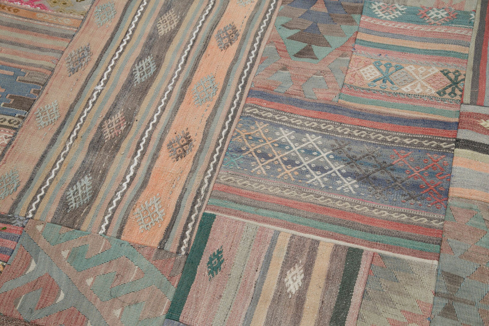 Rug N Carpet - Handmade Turkish 6' 7'' x 9' 11'' Vintage Patchwork Kilim Rug