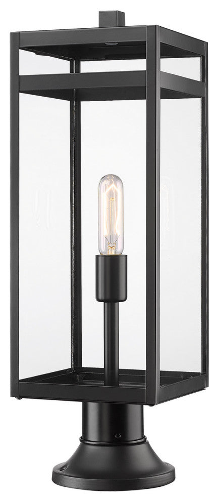 Z-LITE 596PHBR-553PM-BK 1 Light Outdoor Pier Mounted Fixture, Black
