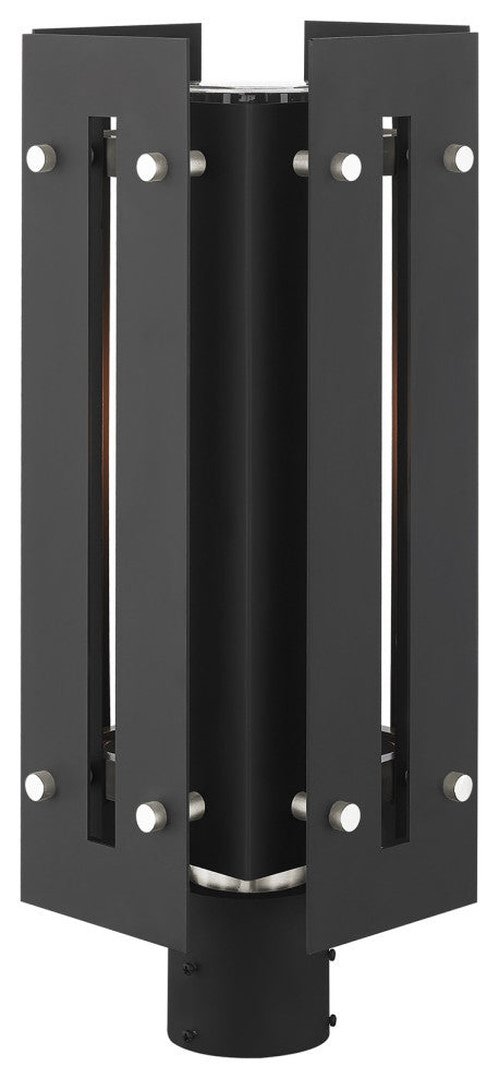 Livex Utrecht 1 Light Black/Brushed Nickel Large Outdoor Post Top Lantern