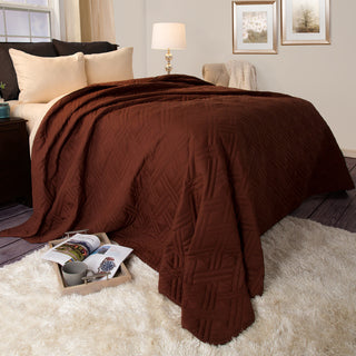 Lavish Home Solid Color Bed Quilt, Chocolate, King