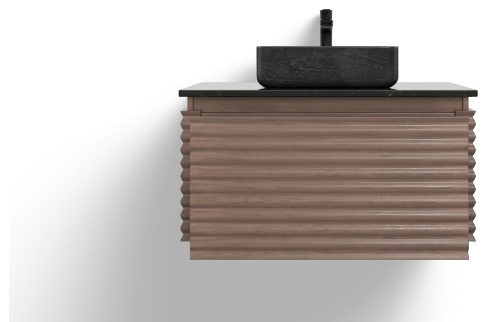 The Accordion Bathroom Vanity, Chestnut Oak, 36", Single Sink, Wall Mount