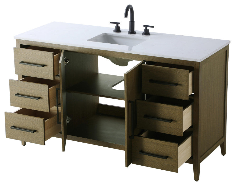 Home Living 60" Single Bathroom Vanity, Chestnut Brown
