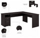 Cabot L Shaped Computer Desk With Hutch and Drawers, Espresso Oak