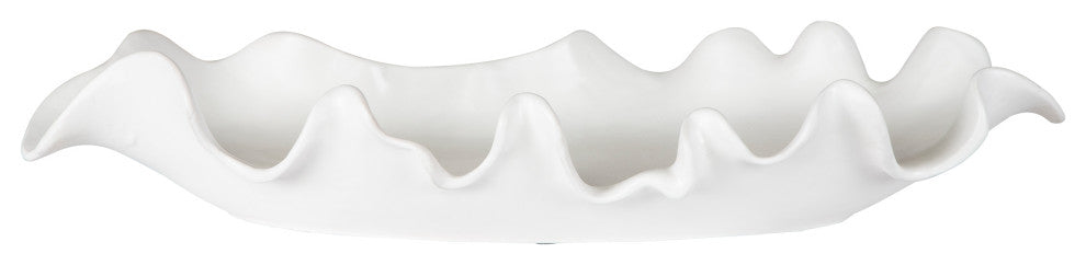 Uttermost Ruffled 24x4" Feathers Decorative Bowl, Matte White