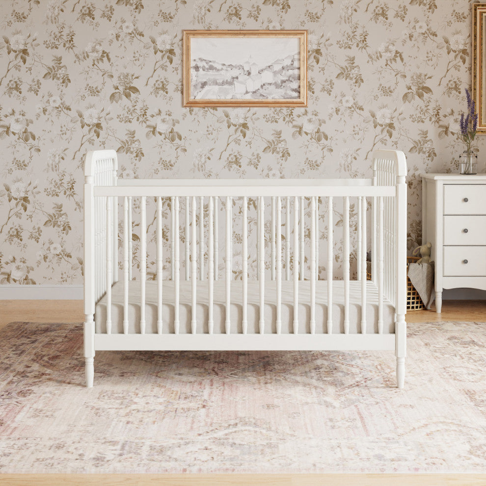 Liberty 3-in-1 Convertible Spindle Crib With Toddler Bed Conversion Kit, Warm White