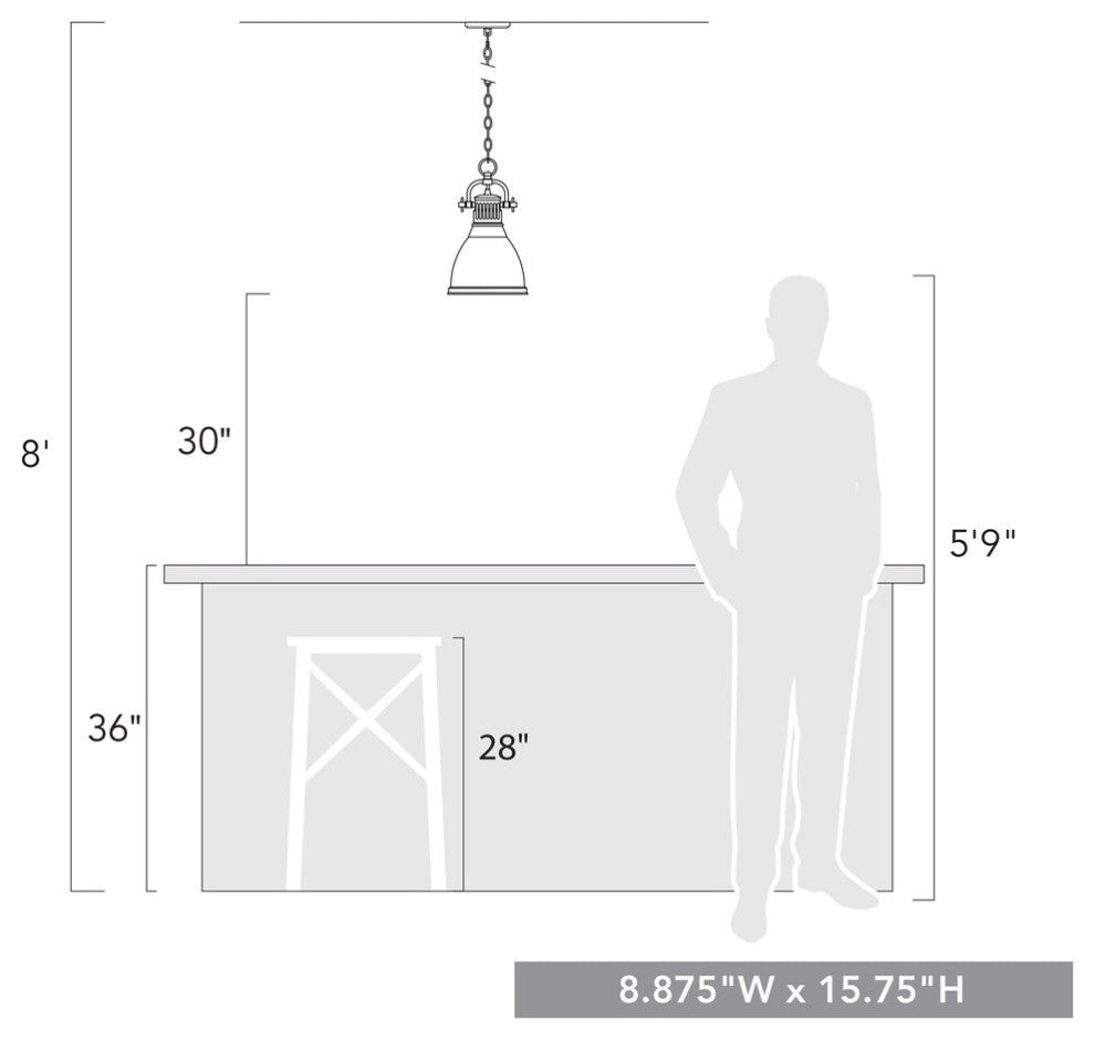 Duncan Small Pendant, Chain, Black Black With A Matte Black Shade