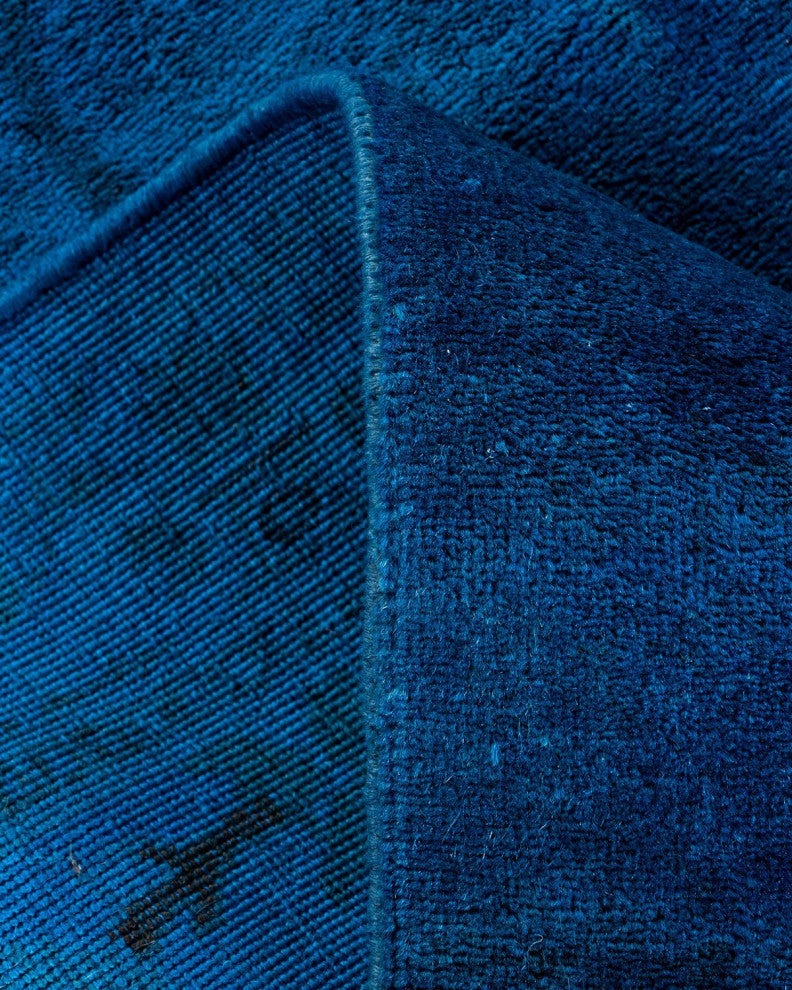 Vibrance, One-of-a-Kind Hand-Knotted Runner Rug Blue, 2'6"x21'7"