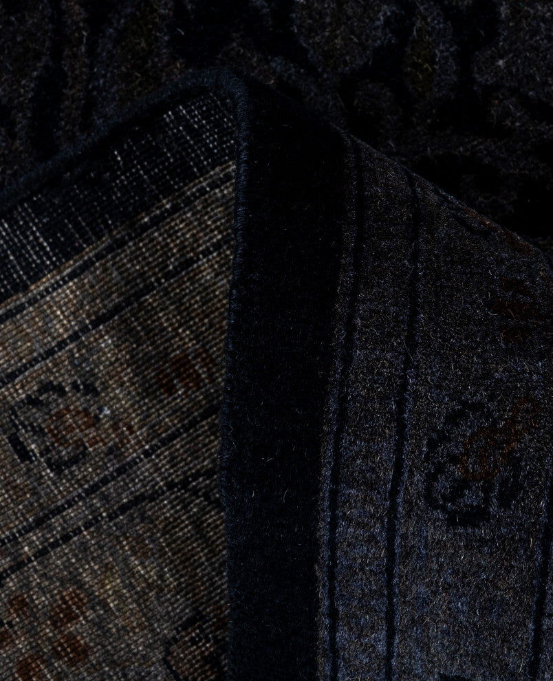 Overdyed One-of-a-Kind Hand-Knotted Area Rug Black, 6' 2" x 6' 3"