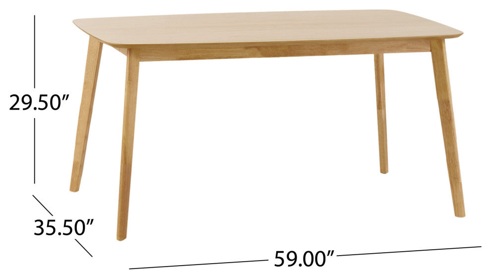 GDF Studio 5-Piece Antonio Mid Century Natural Oak Finished Dining Set, Dark Gray