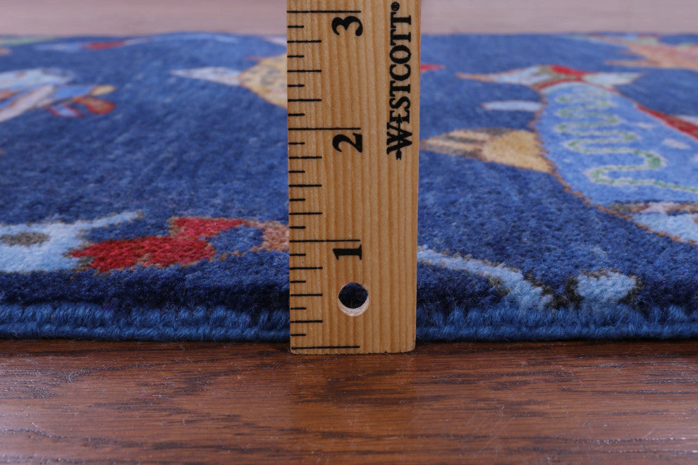 2' 7" X 8' 0" Runner Gabbeh Fish Design Handmade Wool Rug - Q15517