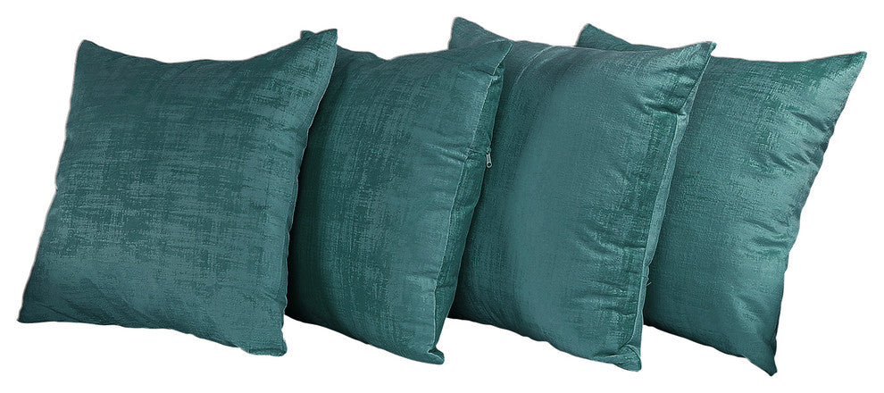 Serenta Textured Velvet Pillow Shell, Set of 4, Deep Teal