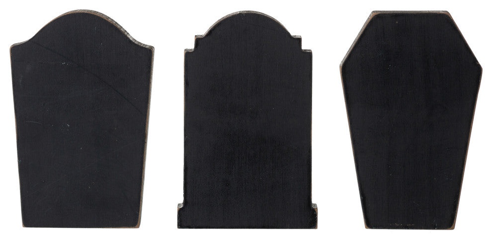 7"H Halloween Wooden Tombstone Table Sign, Set of 3