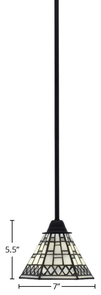 Paramount Mini Pendant, Matte Black, 7" Pewter Art Glass