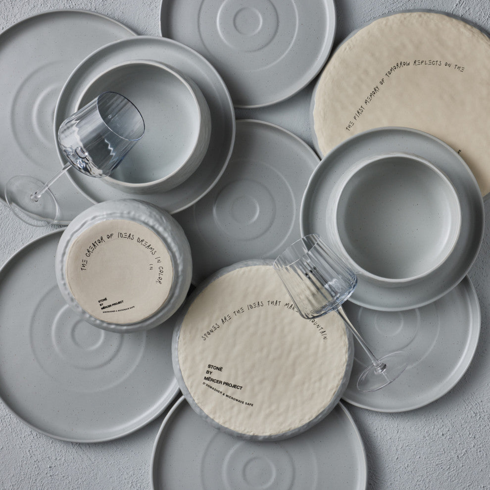 Stone by Mercer Project SHOSAI Stoneware 16 Piece Dinnerware Set, Grey