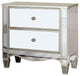 2 Drawers Night Stand with Mirror Panels Design, Silver