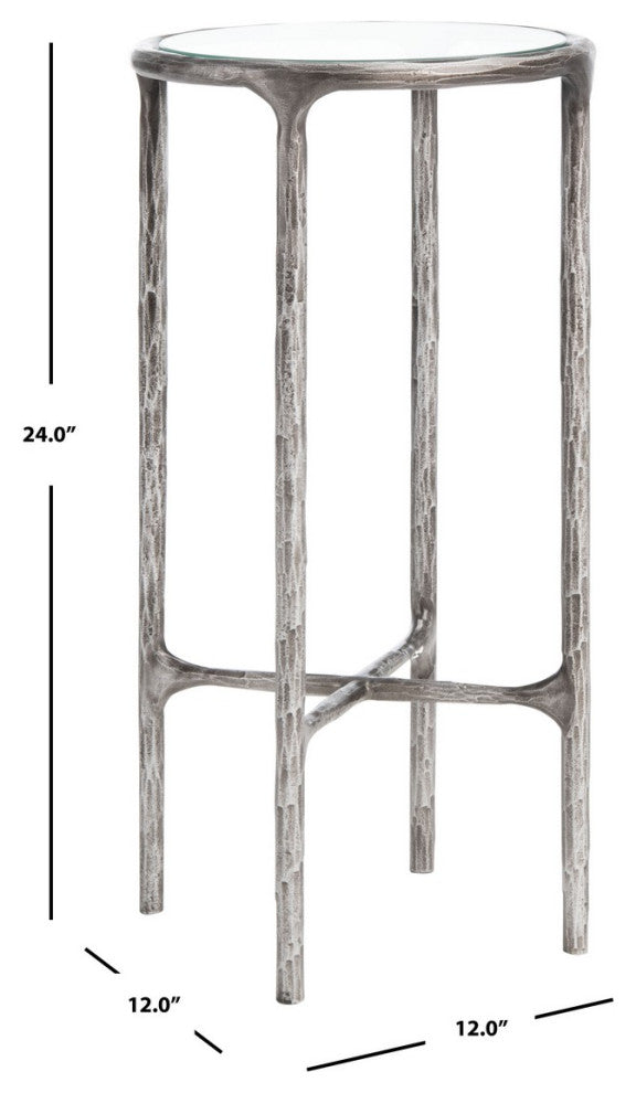 Safavieh Couture Jessa Forged Metal Tall Round End Table, Silver