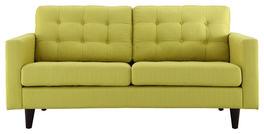Modern Contemporary Loveseat, Green Fabric