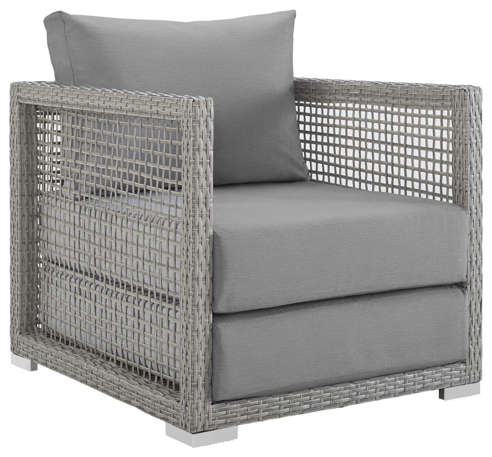 Gray Gray Aura 6 Piece Outdoor Patio Wicker Rattan Set