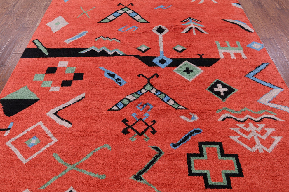 8' 0" X 10' 2" Moroccan Hand-Knotted Wool Rug - Q13109
