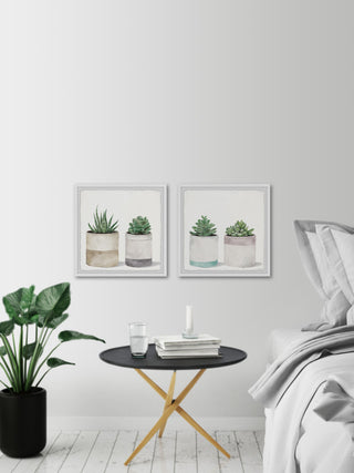 Fleshy Succulent Leaves Diptych, 2-Piece Set, 18x18 Panels