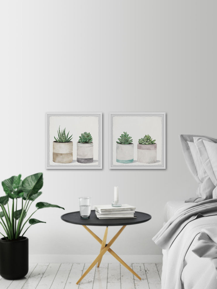 Fleshy Succulent Leaves Diptych, 2-Piece Set, 18x18 Panels