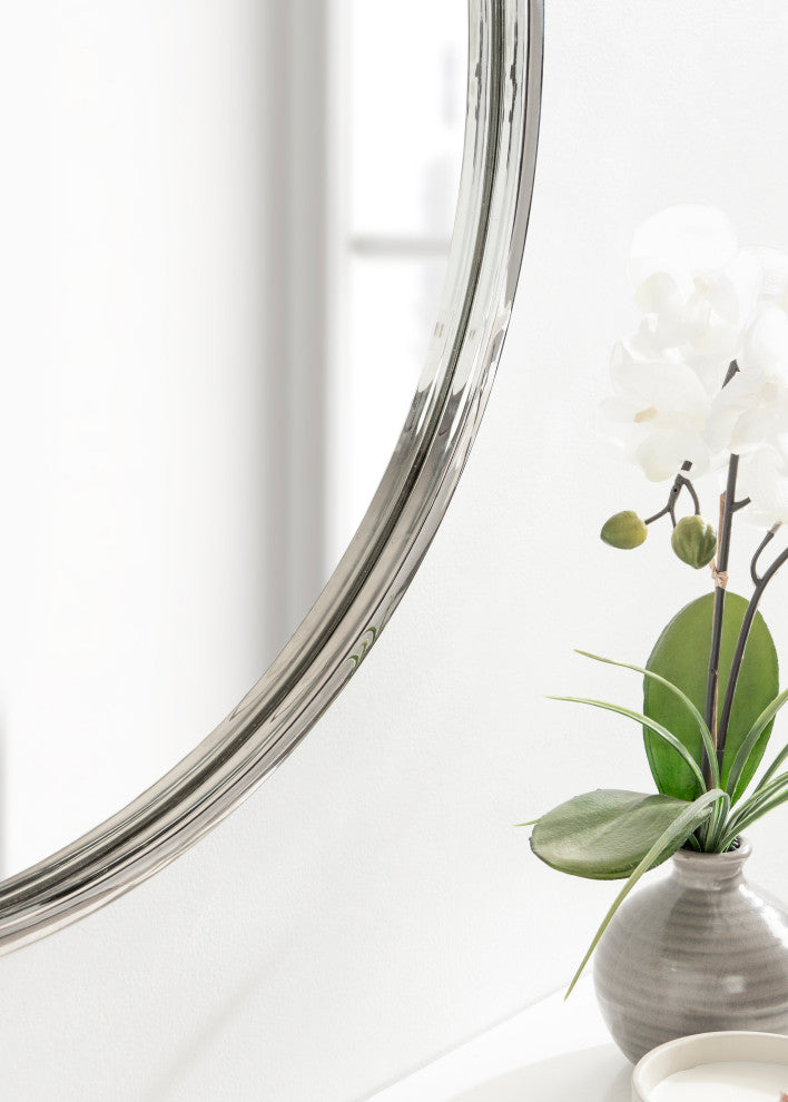 Rowla Round Wall Mirror, Silver 28" Diameter