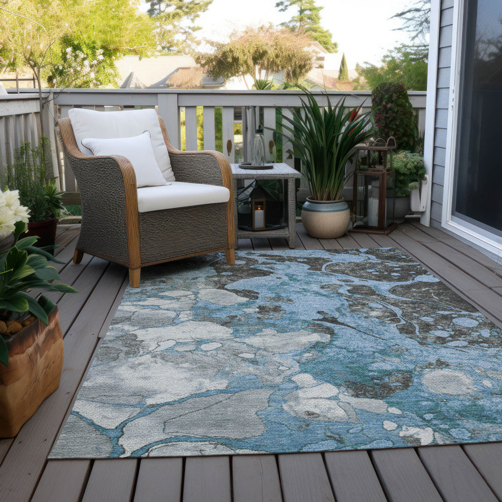 Machine Washable Indoor/Outdoor Chantille ACN1909 Blue 8' x 10' Rug