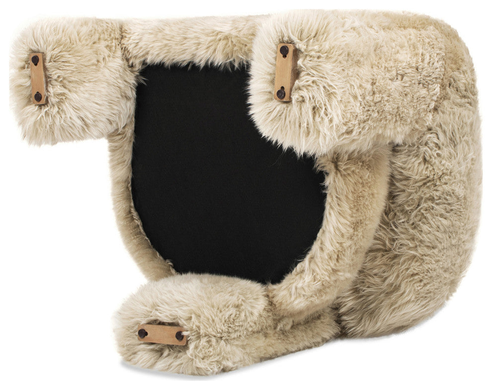Avalon 35" Genuine Sheepskin Fur Split Barrel Back Accent Chair, Natural Blonde