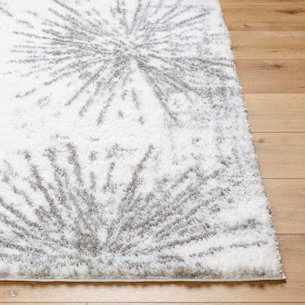 Surya Cloudy Shag CDG-2327 Machine Woven Area Rug, Off-White, 5'3" x 7'