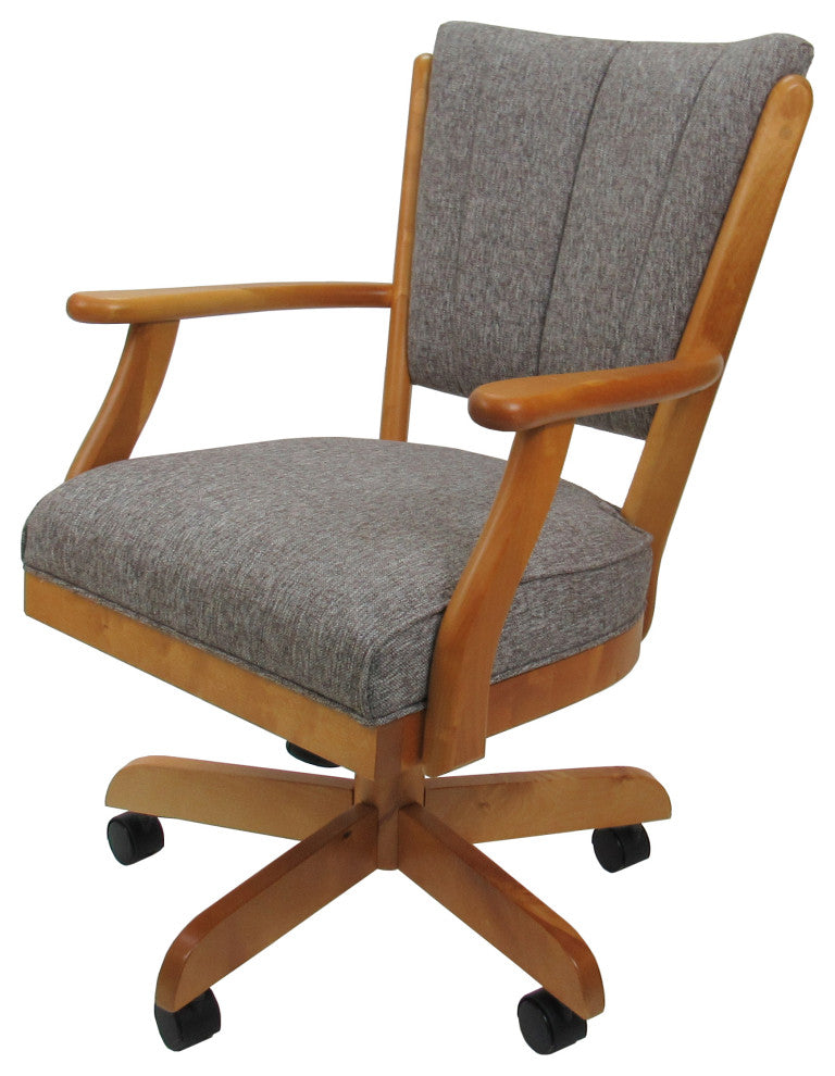 Classic Caster Swivel Dining Chair on Wheels, Solid Wood, Mojave Grey - Honey