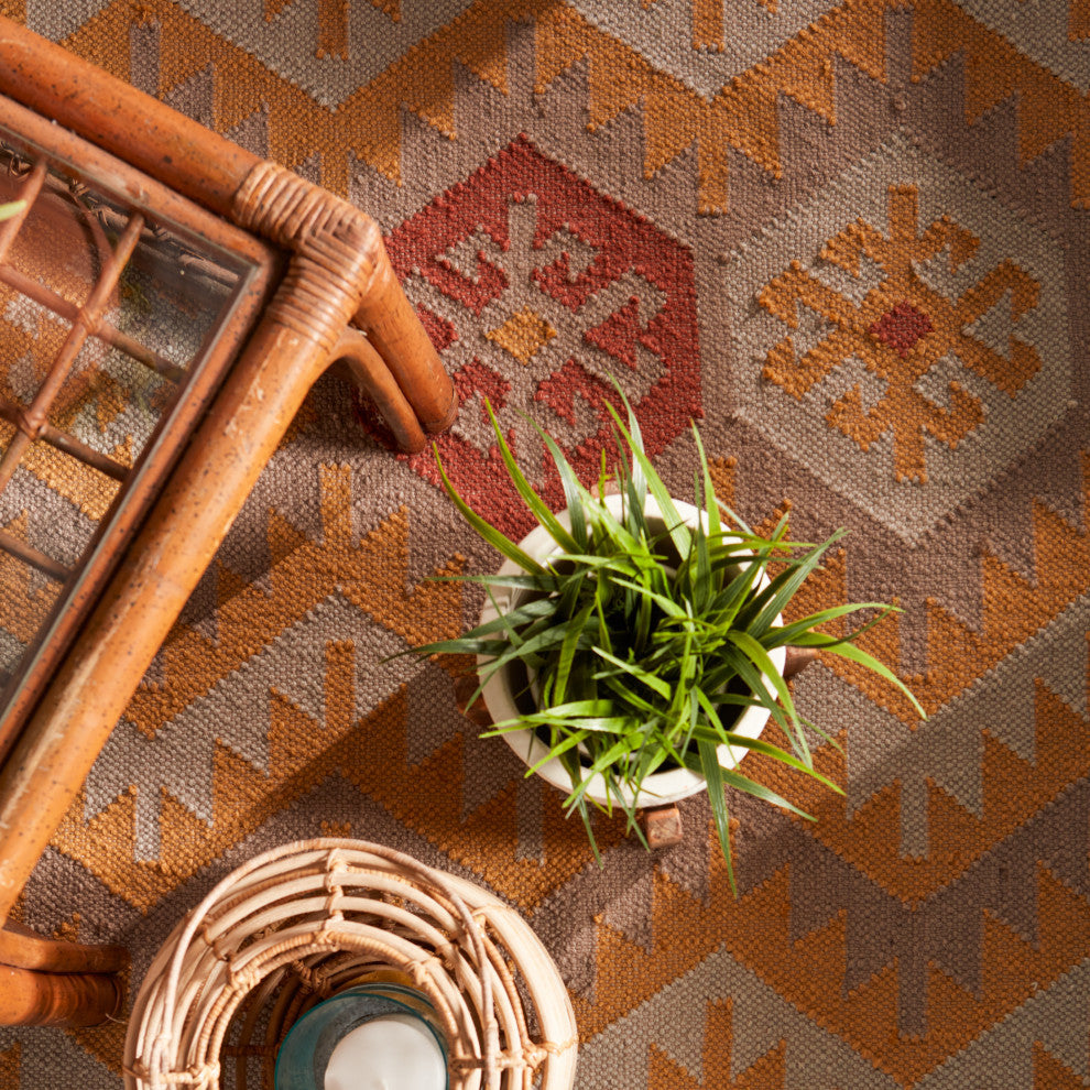 Jaipur Living Emmett Indoor/Outdoor Geometric Orange/Beige Area Rug, 5'x8'