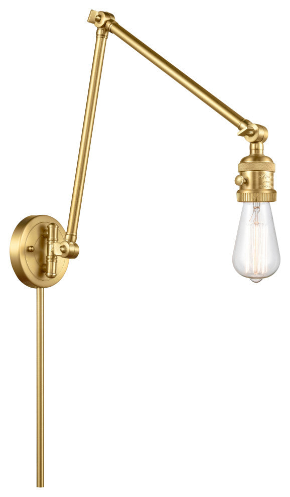 Bare Bulb Swing Arm With Switch, Satin Gold