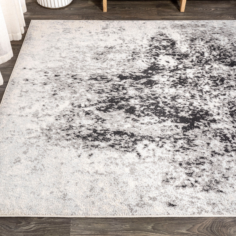 Dune Modern Abstract Area Rug, Cream/Gray, 4x6