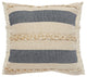 Ox Bay Blue/Tan Stripe Cotton Blend Pillow Cover, 24"x24"