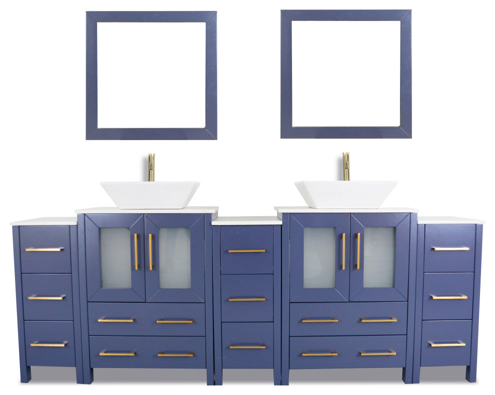 Vanity Art Bathroom Vanity Set With Sink, Blue, 84", Standard Mirror