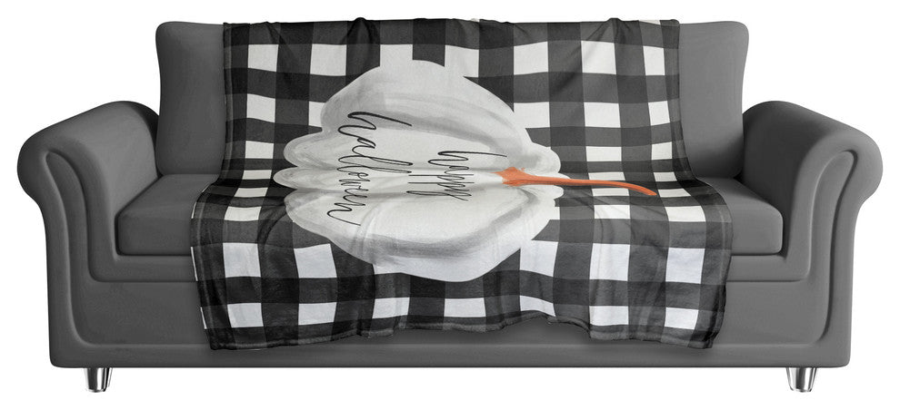 Happy Halloween Buffalo Check Fleece Blanket