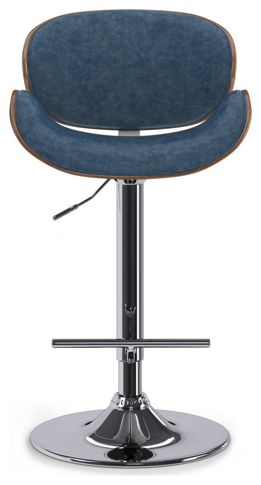 Marana Bentwood Adjustable Swivel Bar Stool, Distressed Blue