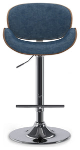 Marana Bentwood Adjustable Swivel Bar Stool, Distressed Blue