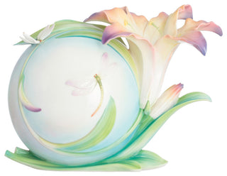 Franz Porcelain Collection Lily Flower and Dragonfly Medium Vase