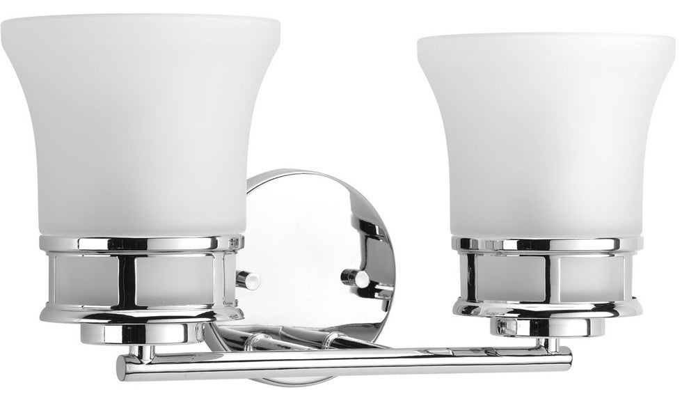 2-Light Bath and Vanity, Polished Chrome Finish With Etched Shades
