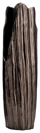 Metal, 20"H, Abstract Ridged Vase, Black Nickel