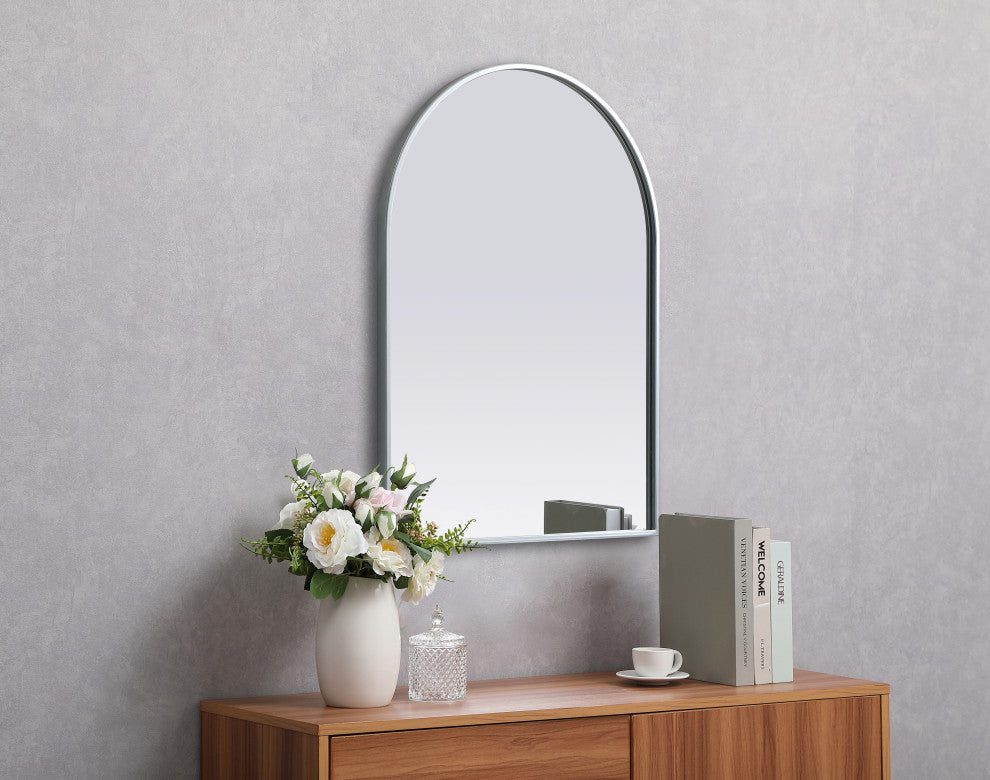 Metal Frame Arch Mirror 22X30 Inch, Silver