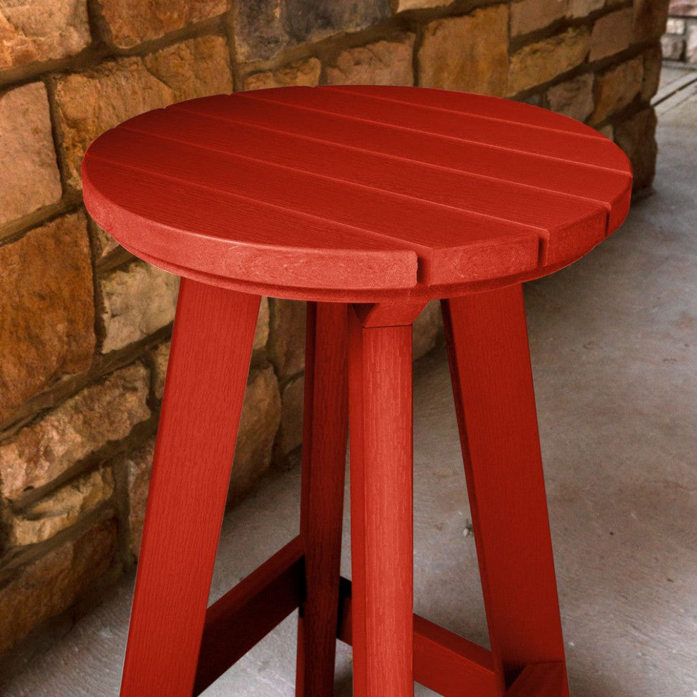 Birch Round Bar Height Stool, Rustic Red