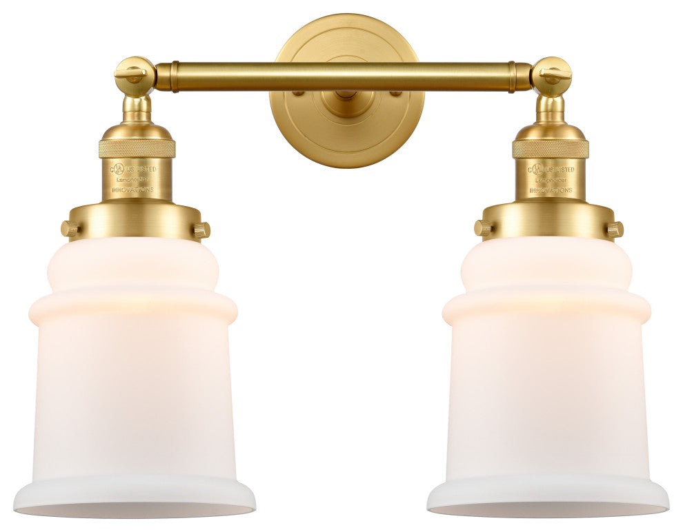 Canton 2 Light Bath Vanity Light, Satin Gold, Matte White