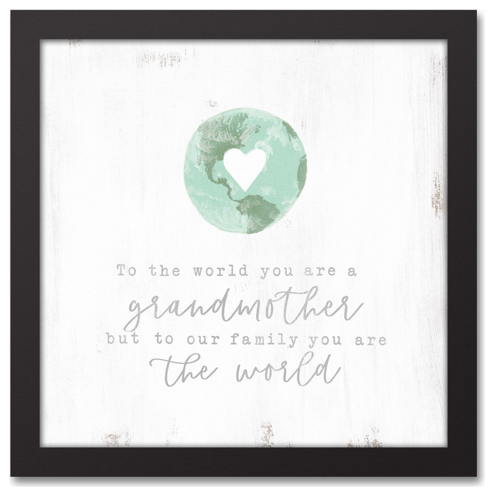 To Us You are the World Grandma 12x12 Black Framed Canvas