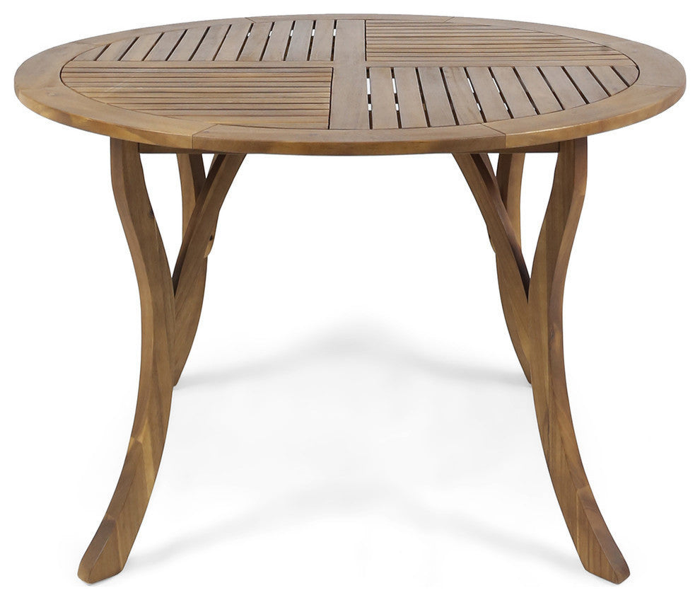 GDF Studio Adn Outdoor 47" Round Acacia Wood Dining Table, Teak